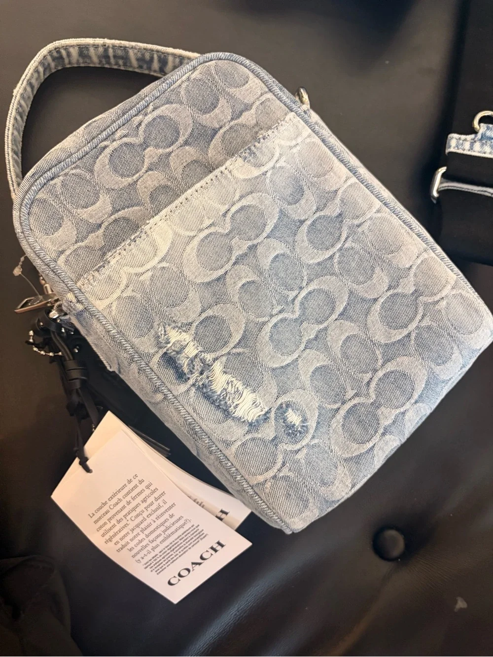 Coach Light Blue Signature Denim Crossbody Shoulder Bag unisex